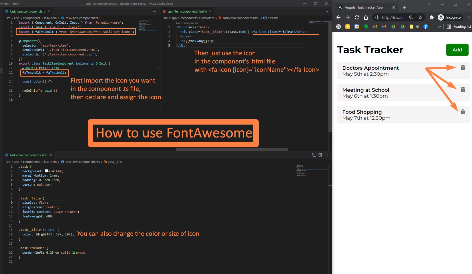 How to use fontawesome in Angular