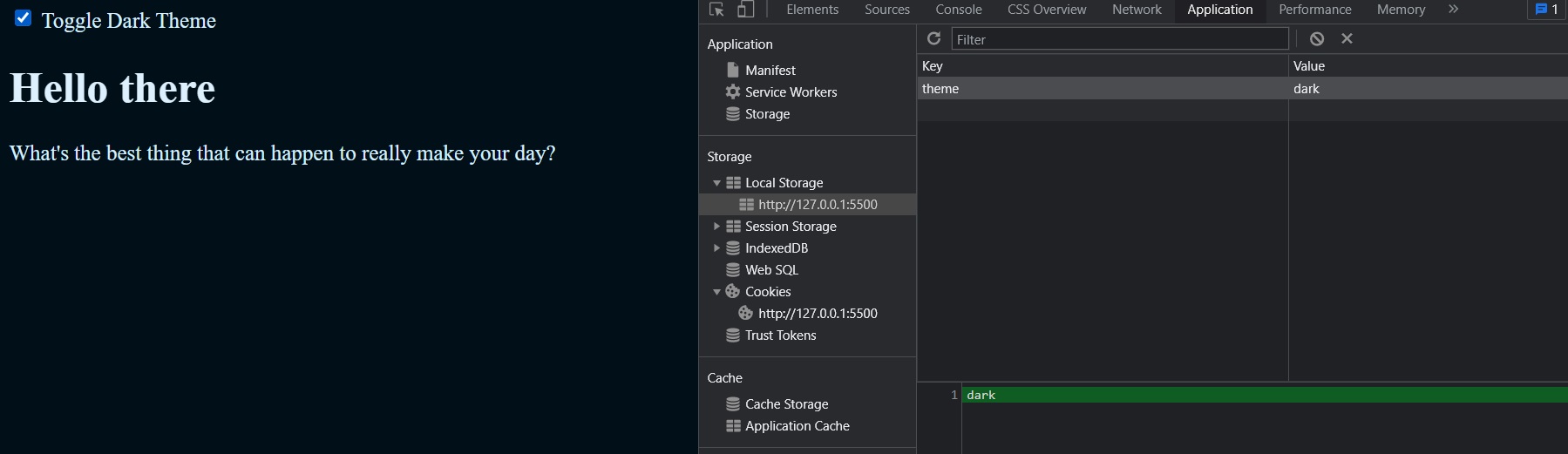 Simple Dark Mode with local storage